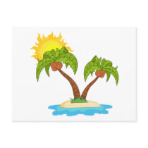 Tropical Island with Two Palm Trees Post Cards