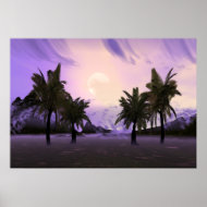 Tropical Landscape at Moonlight Poster