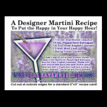 Tropical Lavender Mint Martini Postcard postcards