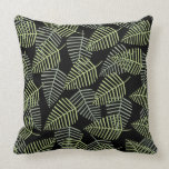 Tropical Leaves on Black. Pillow