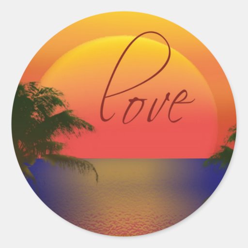 tropical love round sticker