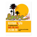 Tropical Love Summer Palm Trees Save The Date Post Card