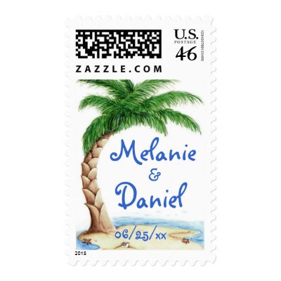 Tropical Love Wedding Postage Stamp