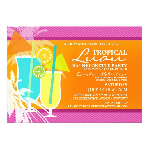 Tropical Luau Bachelorette Party Invitations