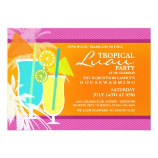 Tropical Luau Housewarming Party Invitations