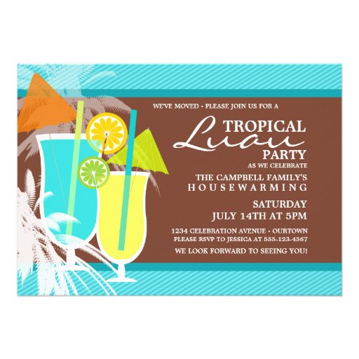 Tropical Luau Housewarming Party Invitations (front side)