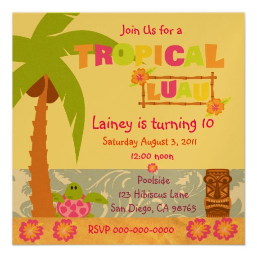 Tropical Luau Invitation (front side)