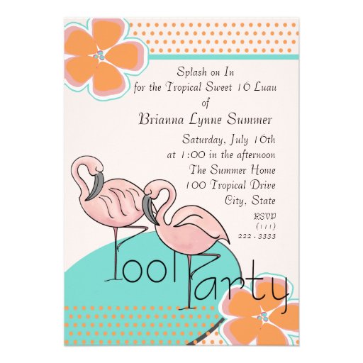 Tropical Luau Party Custom Invitations