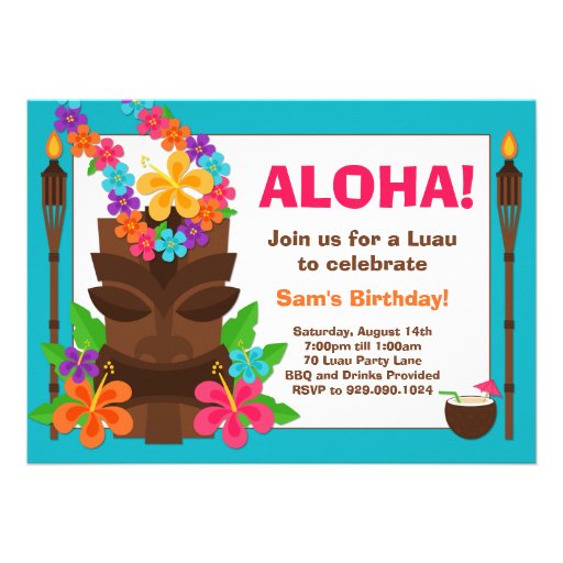 Tropical Luau Party Invitation (front side)