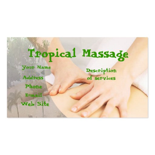 Tropical Massage Business Card Templates (front side)