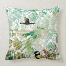 Tropical Mix Collage Landscape Throw Pillow
