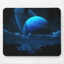 digital, blasphemy, blue, planet, tropical, moon, desktop wallpaper, Mouse pad with custom graphic design