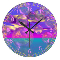 Tropical Morning – Magenta and Turquoise Paradise wall clocks