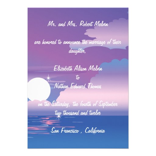 Tropical Night   Wedding Annoucement Custom Invitations