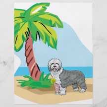 tropical old english sheepdog flyer design