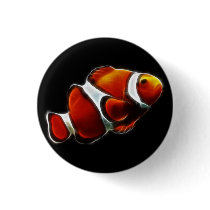 Tropical Orange Clownfish Clown Fish Pinback Buttons