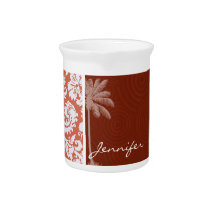 Tropical Orange Damask Drink Pitcher