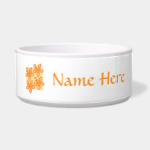 Tropical Orange Flowers on White. Pretty. Dog Food Bowl