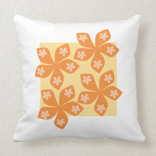 Tropical Orange Flowers on White. Pretty. Throw Pillow