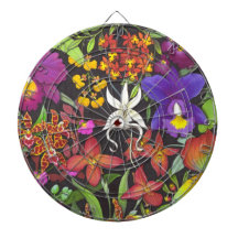 Tropical Orchid Floral Garden Dart Board