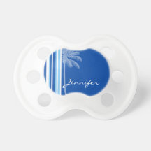 Tropical Palm; Blue & White Stripes Pacifier