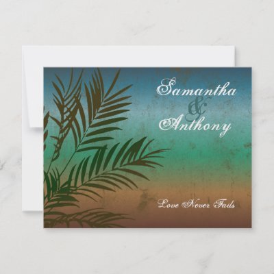 Tropical Palm Branch Beach Wedding Invitation by cutencomfy