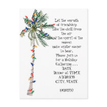 Tropical Palm Christmas Tree Holiday Party Invite postcards by ChristmasDesigns Tropical Palm Christmas Tree Holiday Party Invite postcards