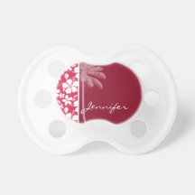 Tropical Palm; fuschia hibiscus Baby Pacifiers
