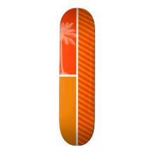 Tropical Palm; Orange Stripes Skateboard Deck