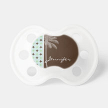 Tropical Palm; Sage Green & Brown Pacifier