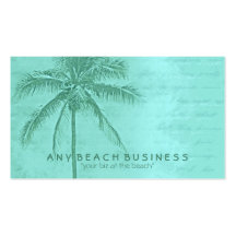 Tropical Palm Tree Aqua Green Business Card Templates