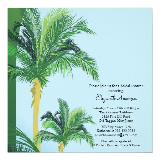 Tropical Palm Tree Bridal Shower Invitation