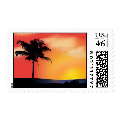 Tropical Palm Tree Postage Stamps