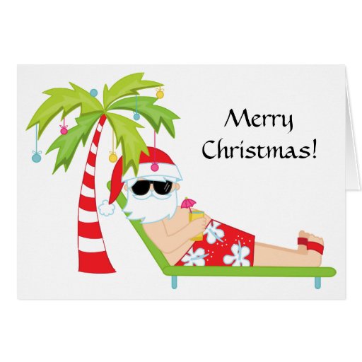 Tropical/Palm Tree Santa Claus Christmas Card | Zazzle