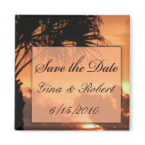 Tropical palm tree save the date magnets by perfectpostage Tropical palm tree save the date magnets