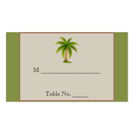 Tropical Palm Tree Wedding Place Cards Business Cards (front side)