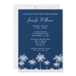 Tropical Palm Trees Navy Bridal Shower Invitation