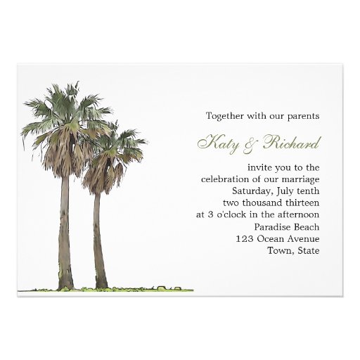 Tropical Palm Trees Wedding Invitation