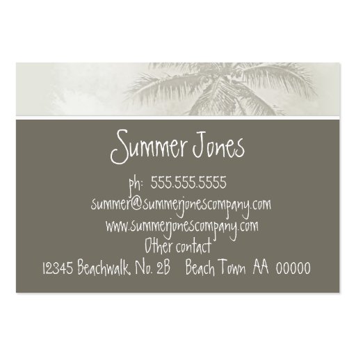 Tropical Palms (chubby) Business Card (back side)