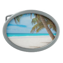 Tropical Paradise Beach Oval Belt Buckles