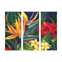 Tropical Paradise Hawaiian 3-Panel Wrapped Canvas canvas prints