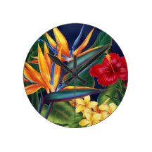 Tropical Paradise Hawaiian Wall Clocks