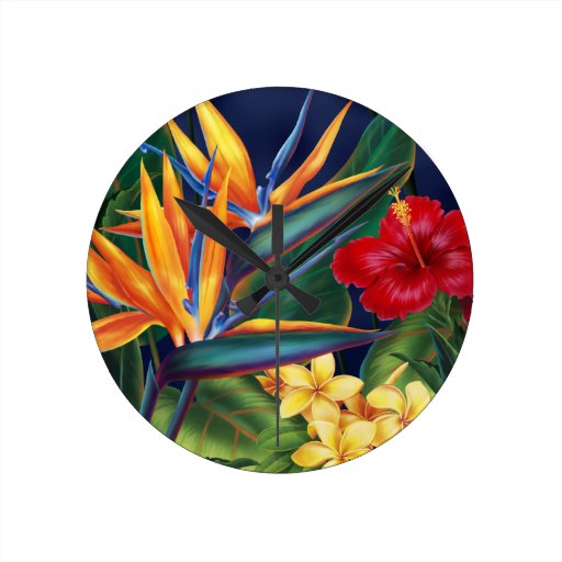 Tropical Paradise Hawaiian Wall Clocks Zazzle