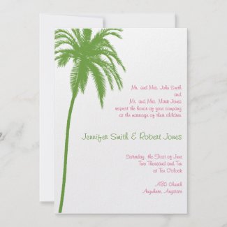 Tropical Paradise in Green and Pink invitation