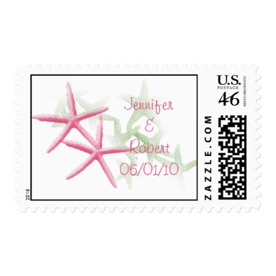 Tropical Paradise in Green and Pink Postage Stamp