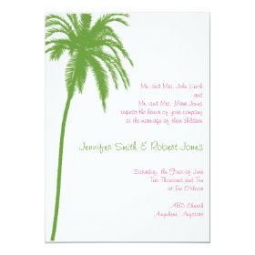 Tropical Paradise in Green and Pink Wedding Invite 5