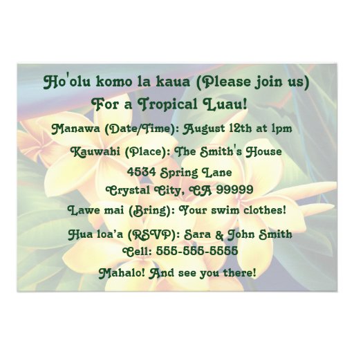 Tropical Paradise Luau Invitations