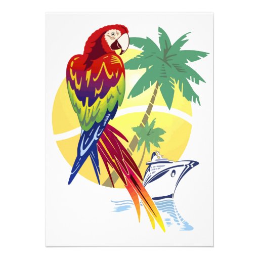 Tropical Paradise with Macaw and Cruise Ship Personalized Announcements