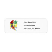 Tropical Paradise with Macaw and Cruise Ship Return Address Label