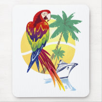 Tropical Paradise with Macaw and Cruise Ship Mousepad